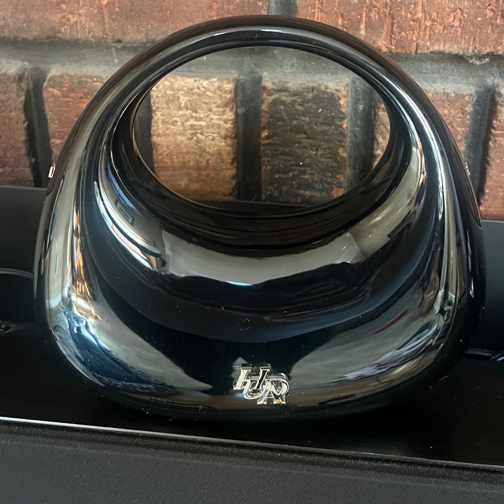 Huda Beauty black shiny makeup or accessory bag NEW